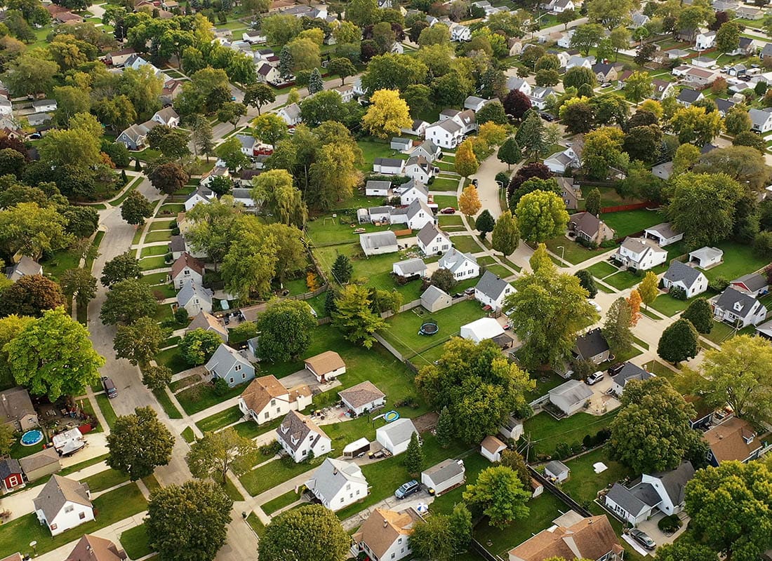 Tampico, IL - Aerial View of Residential Homes and Trees